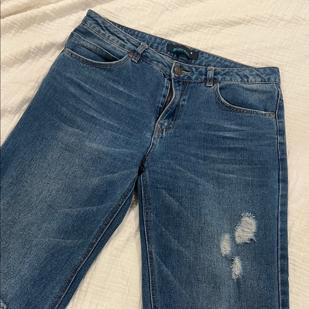 Midiross Distressed Wide Leg Jeans